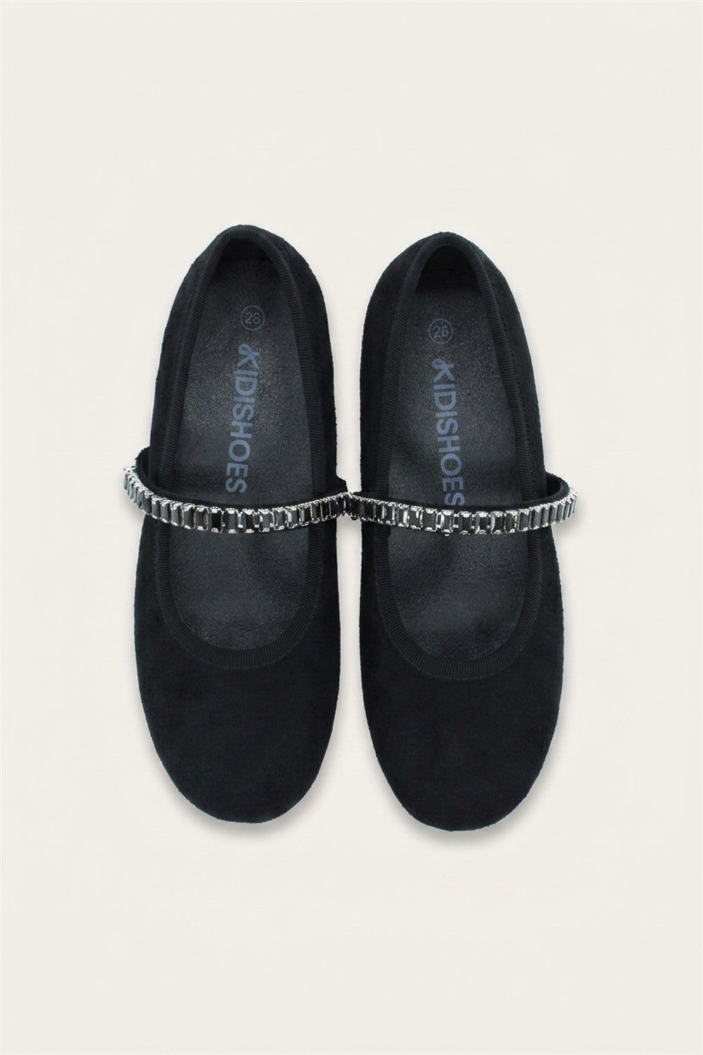 נעלי בובה זמש עם זירקונים - שחור | בנות | KIDISHOES | תמונה 1
