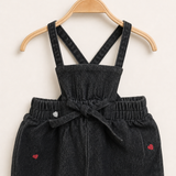 אוברול ג'ינס עם רקמה - שחור | תינוקות בנות | מלאנז' | תמונה 2