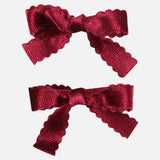 Mini Check Velvet Brooch - Burgundy