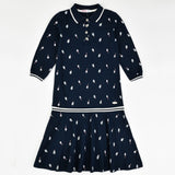 שמלת פולו קלאסית טניס - navy print 16