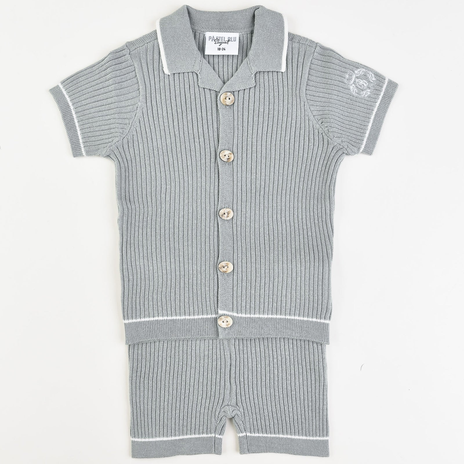 סט סריג עם כפתרה וצווארון - mint 30-36