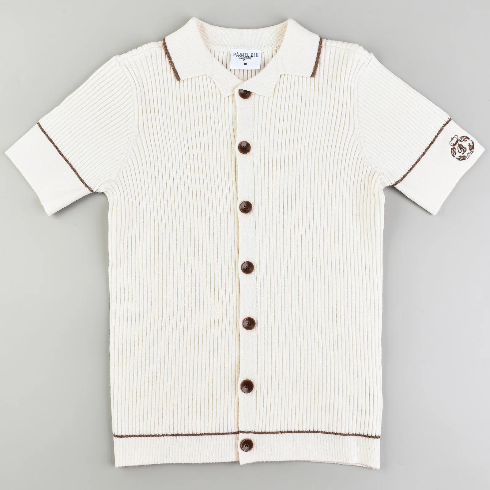 חולצת סריג עם צווארון וכפתרה - Milk 12