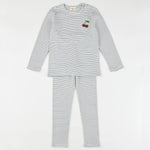 פיג`מה פסים ארוך  - נייבי 16