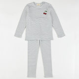 פיג`מה פסים ארוך  - נייבי 16