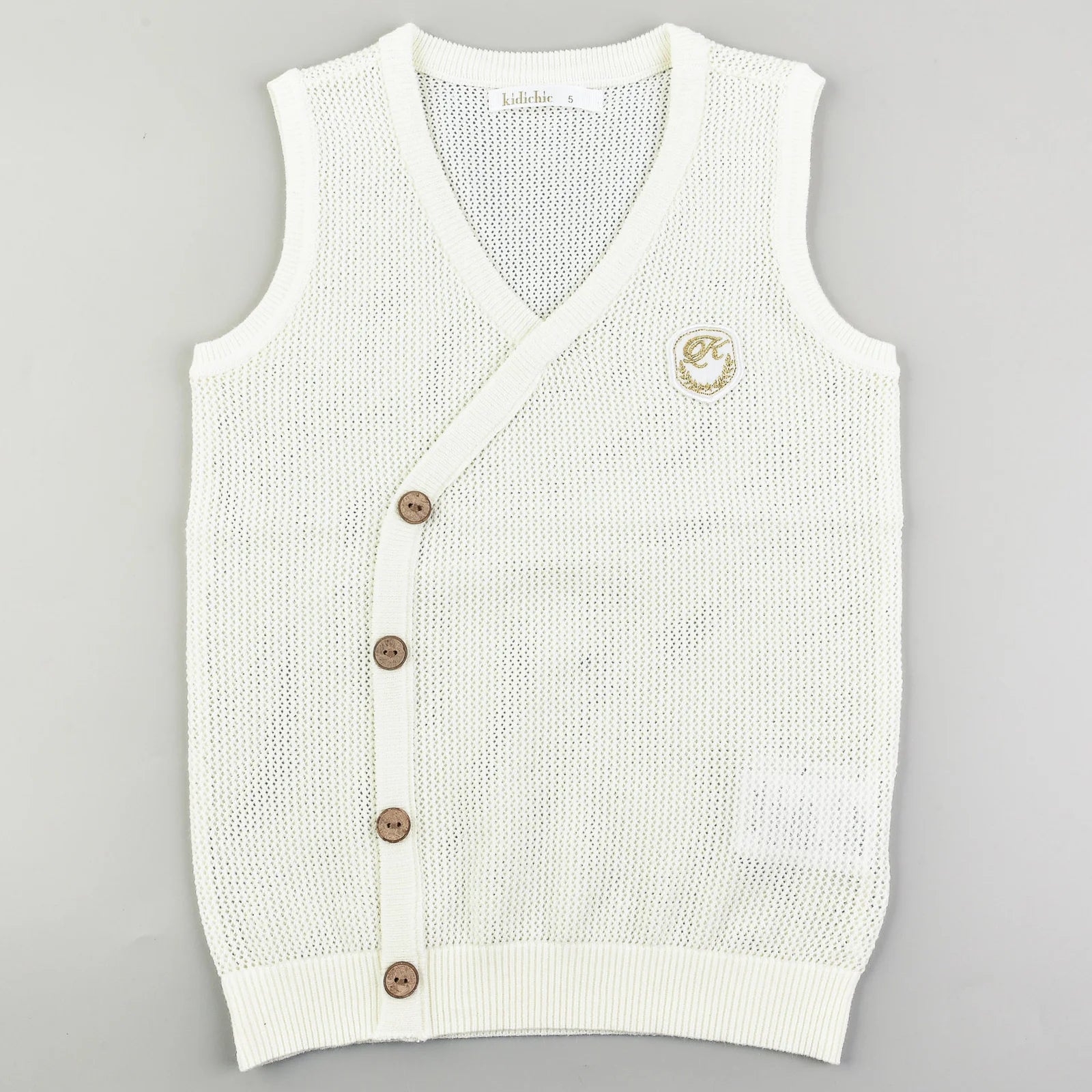 ווסט עם סריגת חורים ופסים - Milk 16