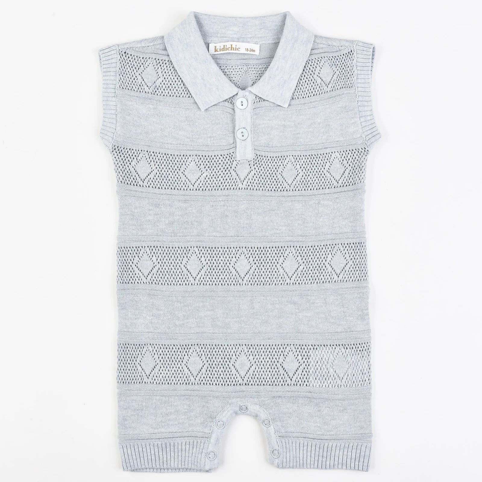 אוברול סריג עם צווארון - כחול