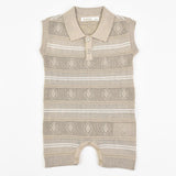 אוברול סריג עם צווארון - בז'