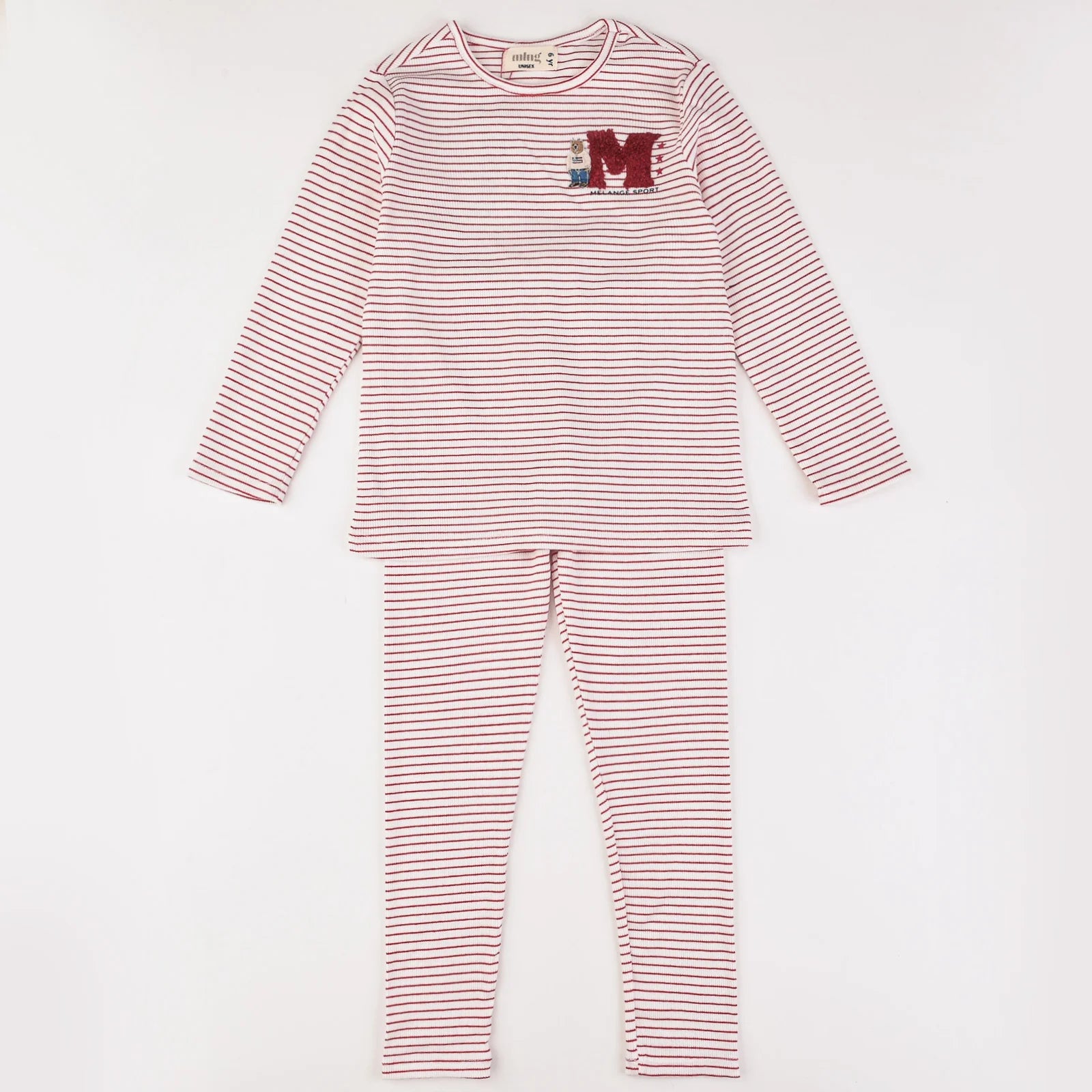 פיג`מה פסים ארוך  - teady red 16