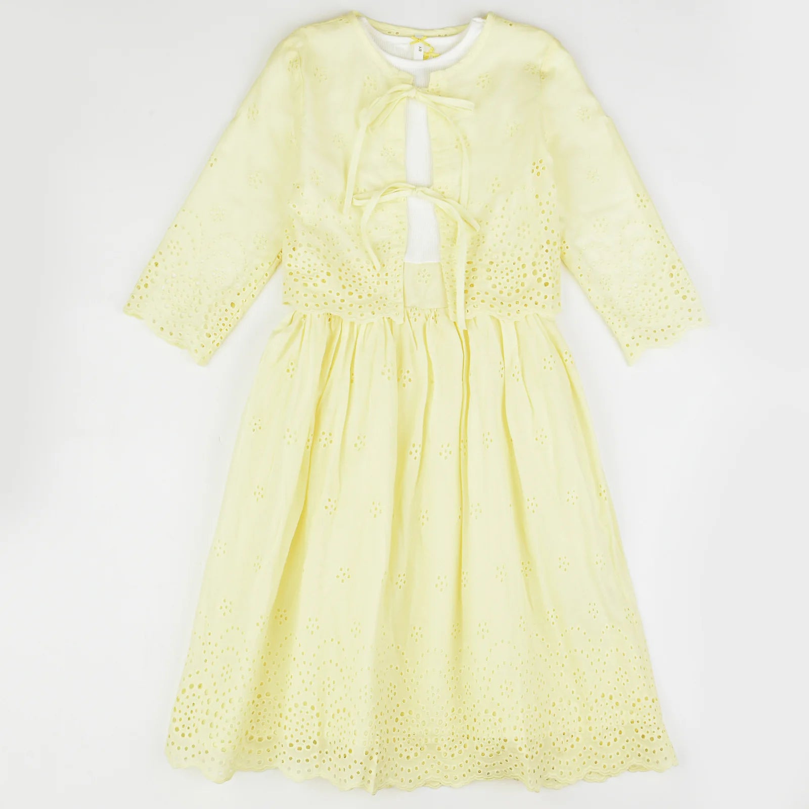 שמלת שבת סיומת תחרה - צהוב 20