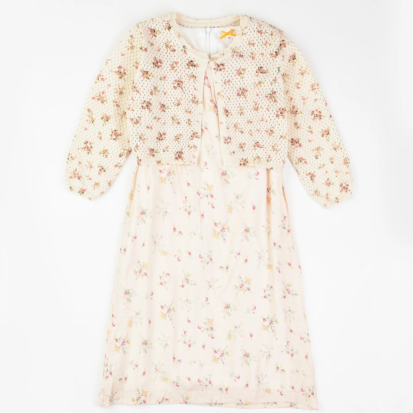 שמלה עם קרדיגן מודפס - flowers print B 18
