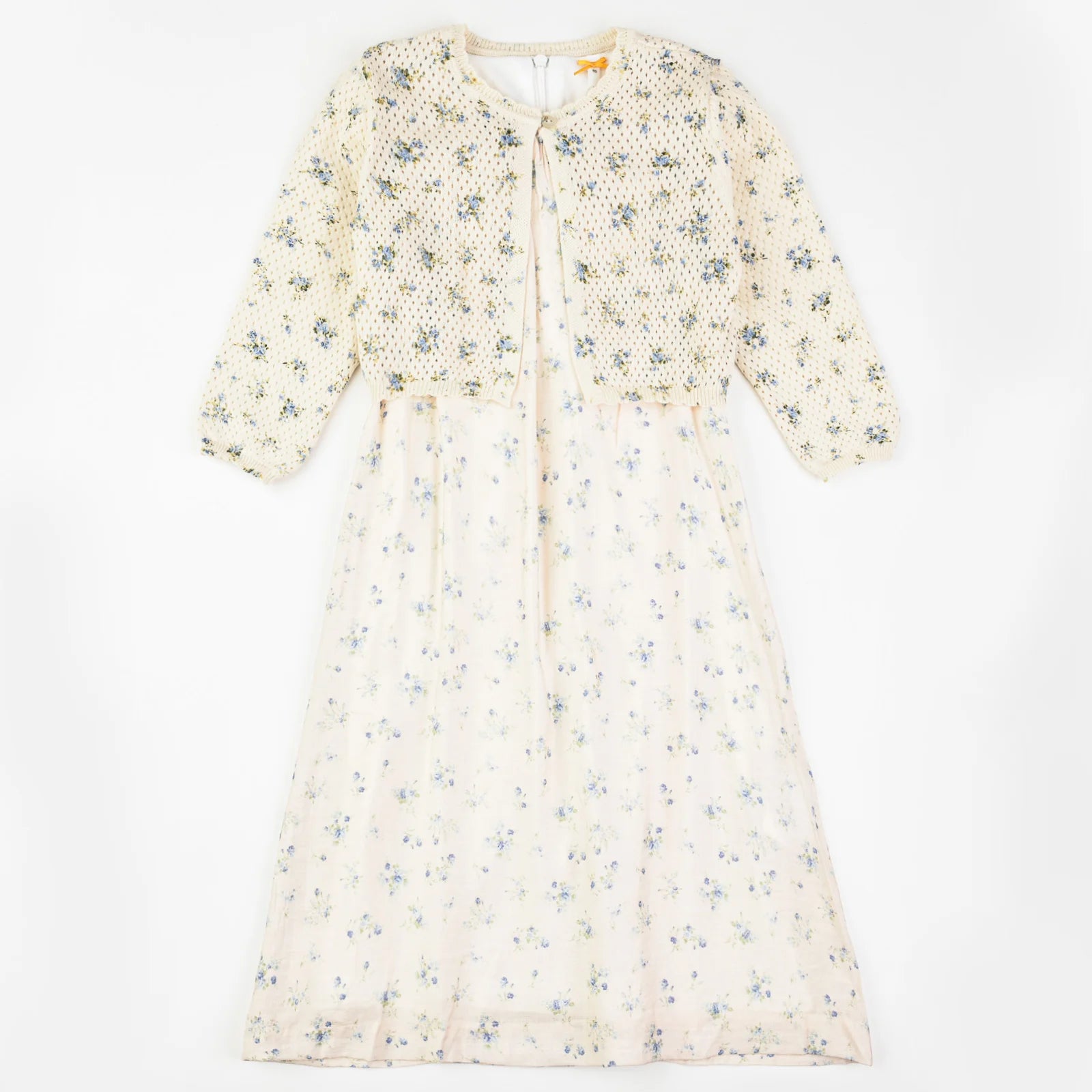 שמלה עם קרדיגן מודפס - flowers print C 18