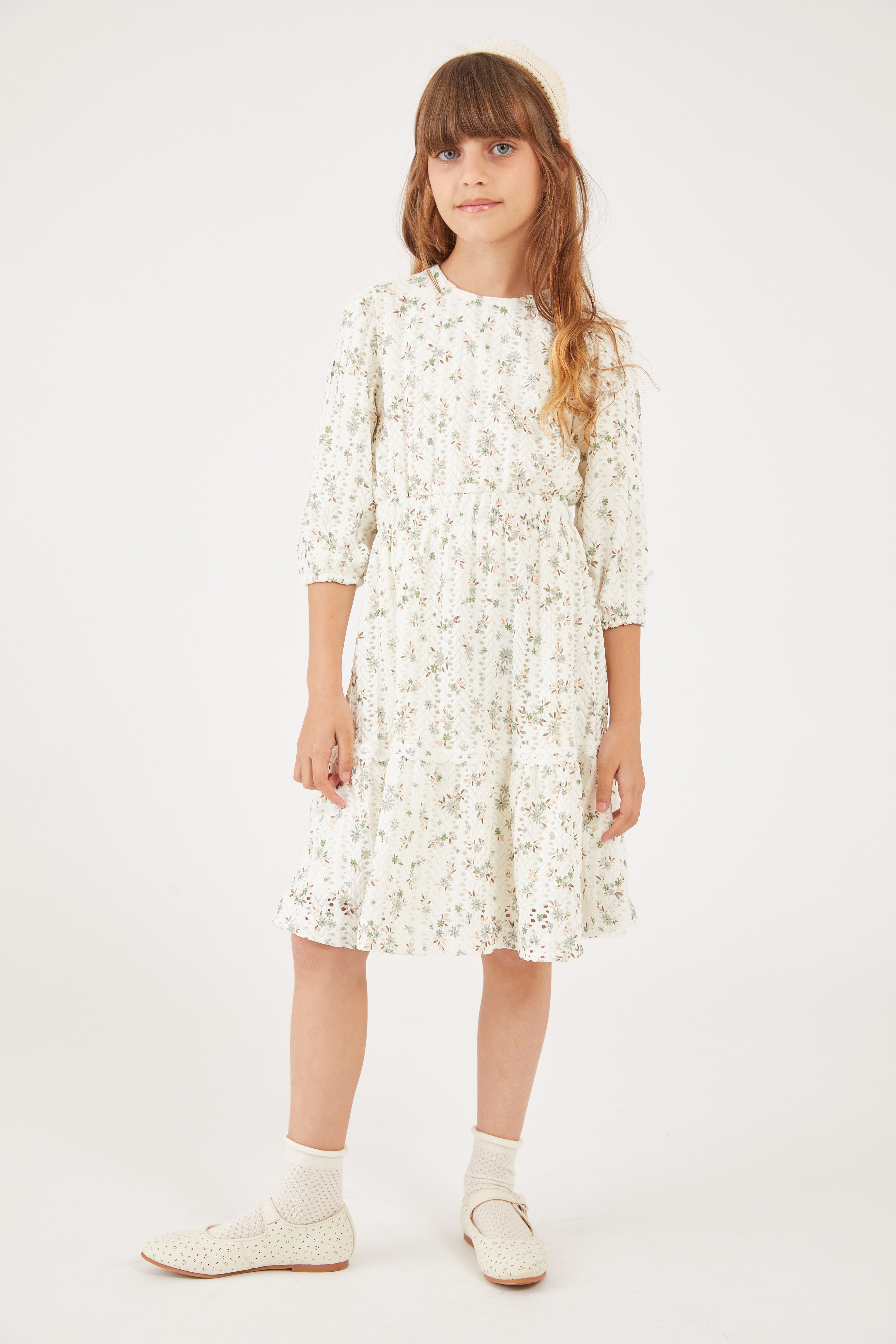 שמלה פרחונית - ירוק כהה 08