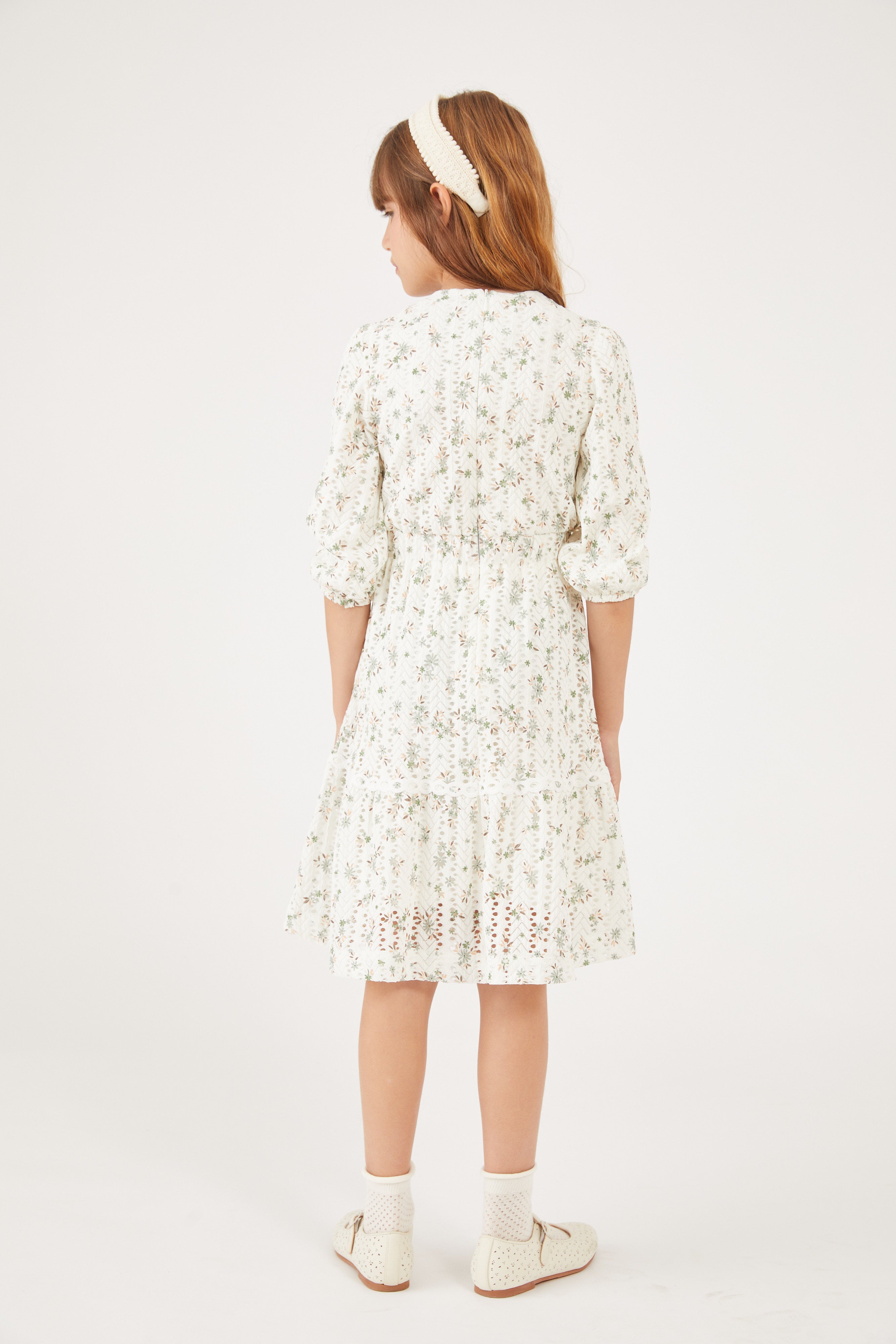 שמלה פרחונית - ירוק כהה 08