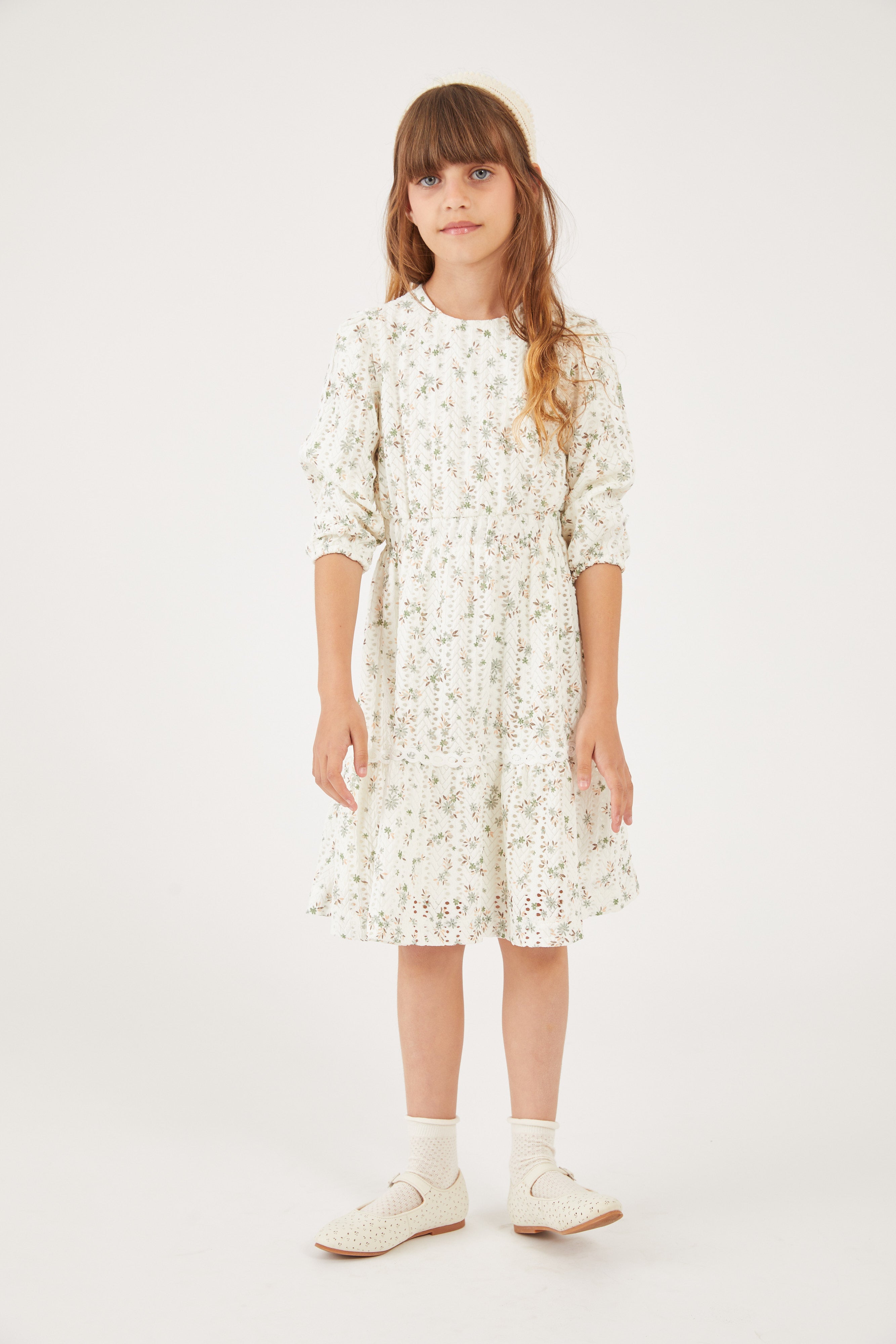 שמלה פרחונית - ירוק כהה 08