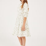 שמלה פרחונית - ירוק כהה 08