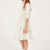 שמלה פרחונית - ירוק כהה 08