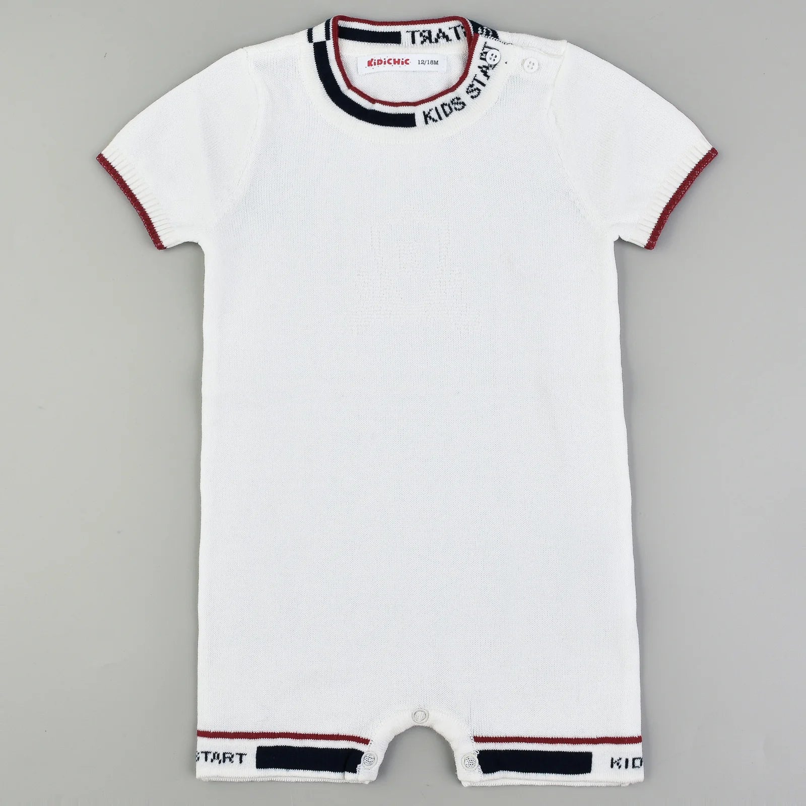 אוברול סריג עם כיתוב - לבן 18-24