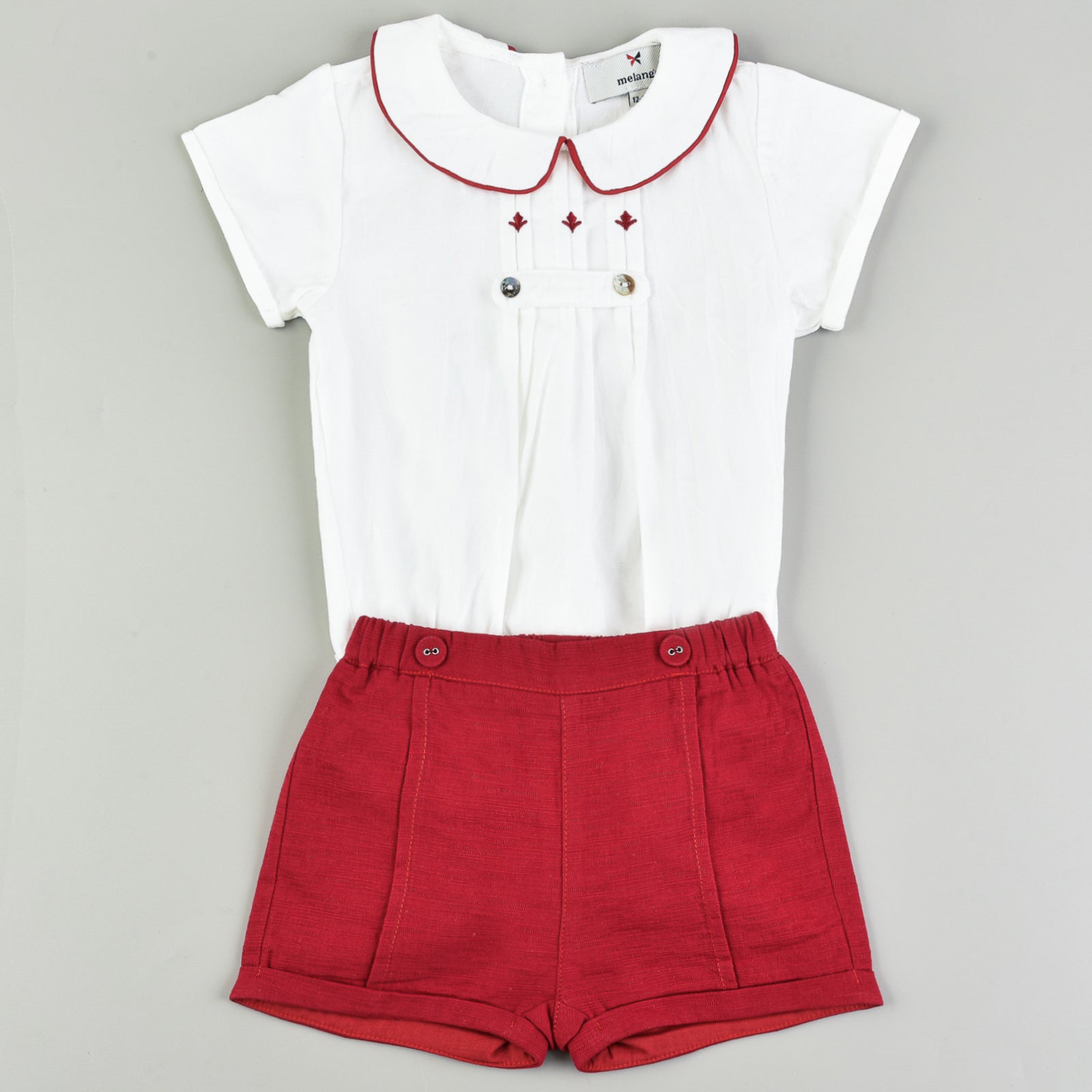 סט: מכנס+חולצה רקומה - אדום 4