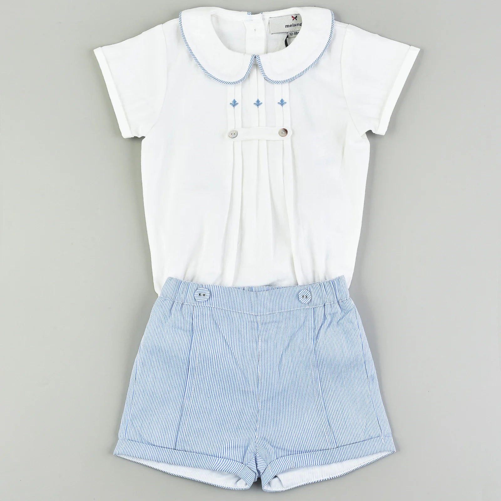 סט: מכנס+חולצה רקומה - כחול 4