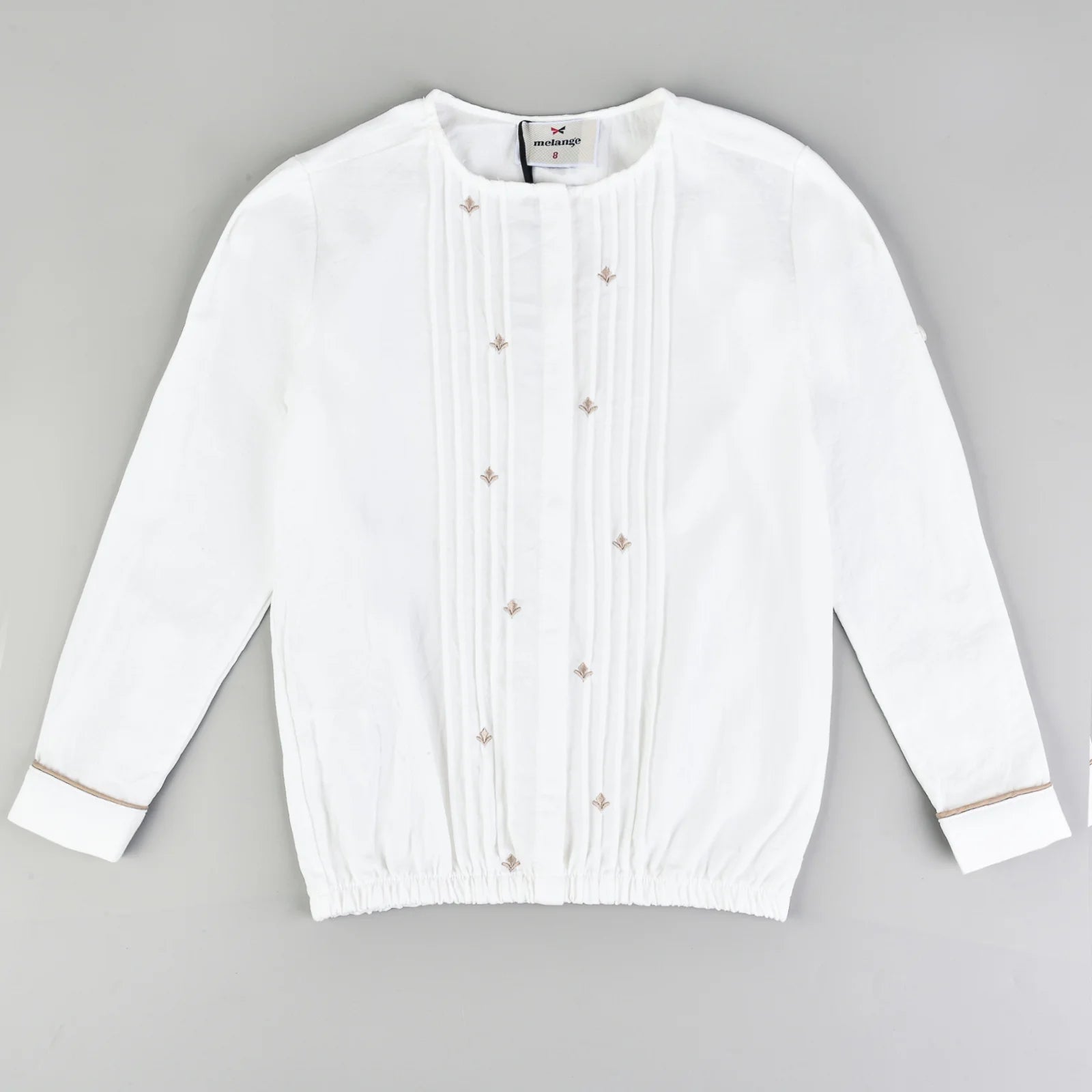 חולצת קפלונים+רקמה - בז׳ 14