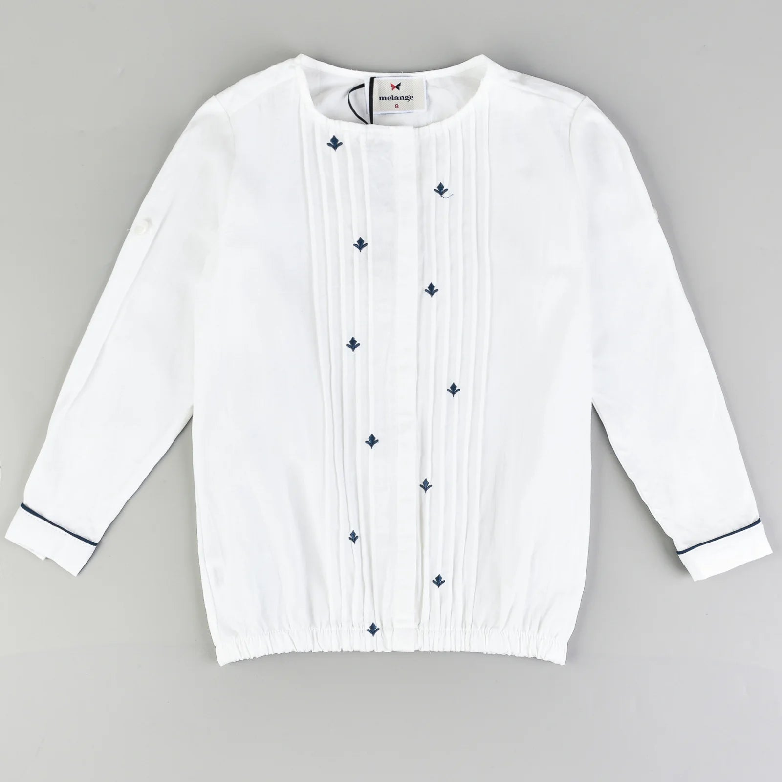 חולצת קפלונים+רקמה - נייבי 14