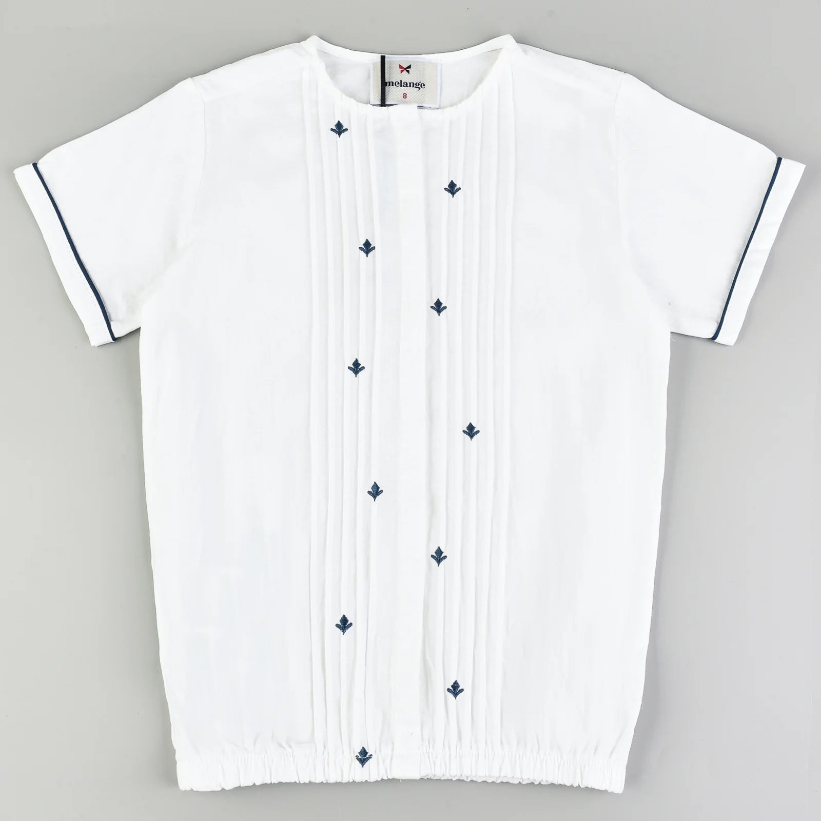 חולצת קפלונים+רקמה - נייבי 14