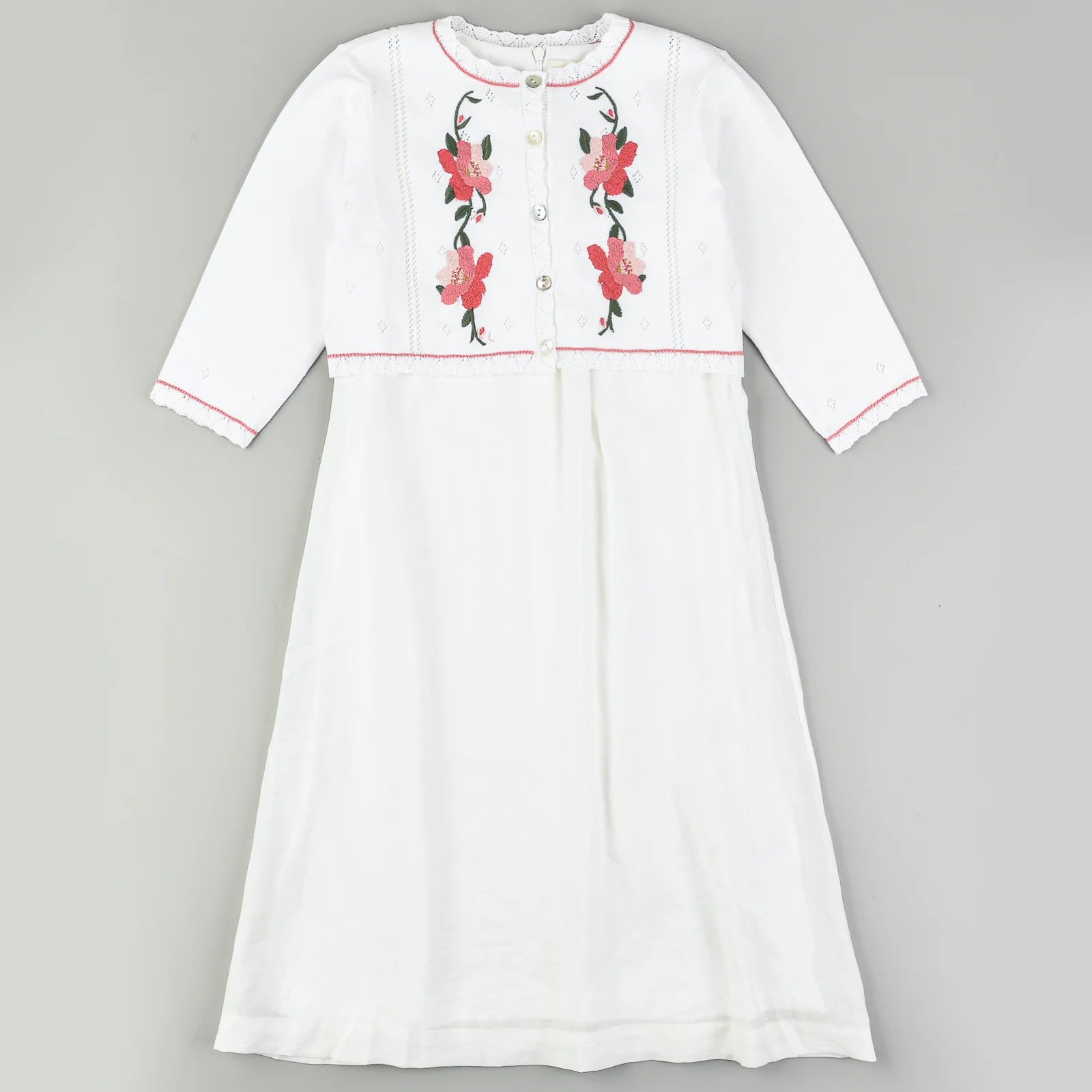 שמלה + קרדיגן פרחוני - לבן 20