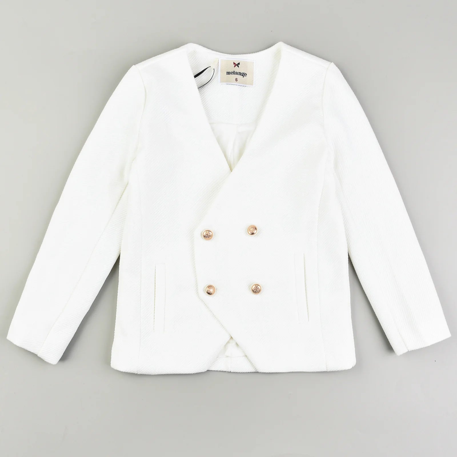 ז'קט דמוי פשתן מקומט - לבן 12