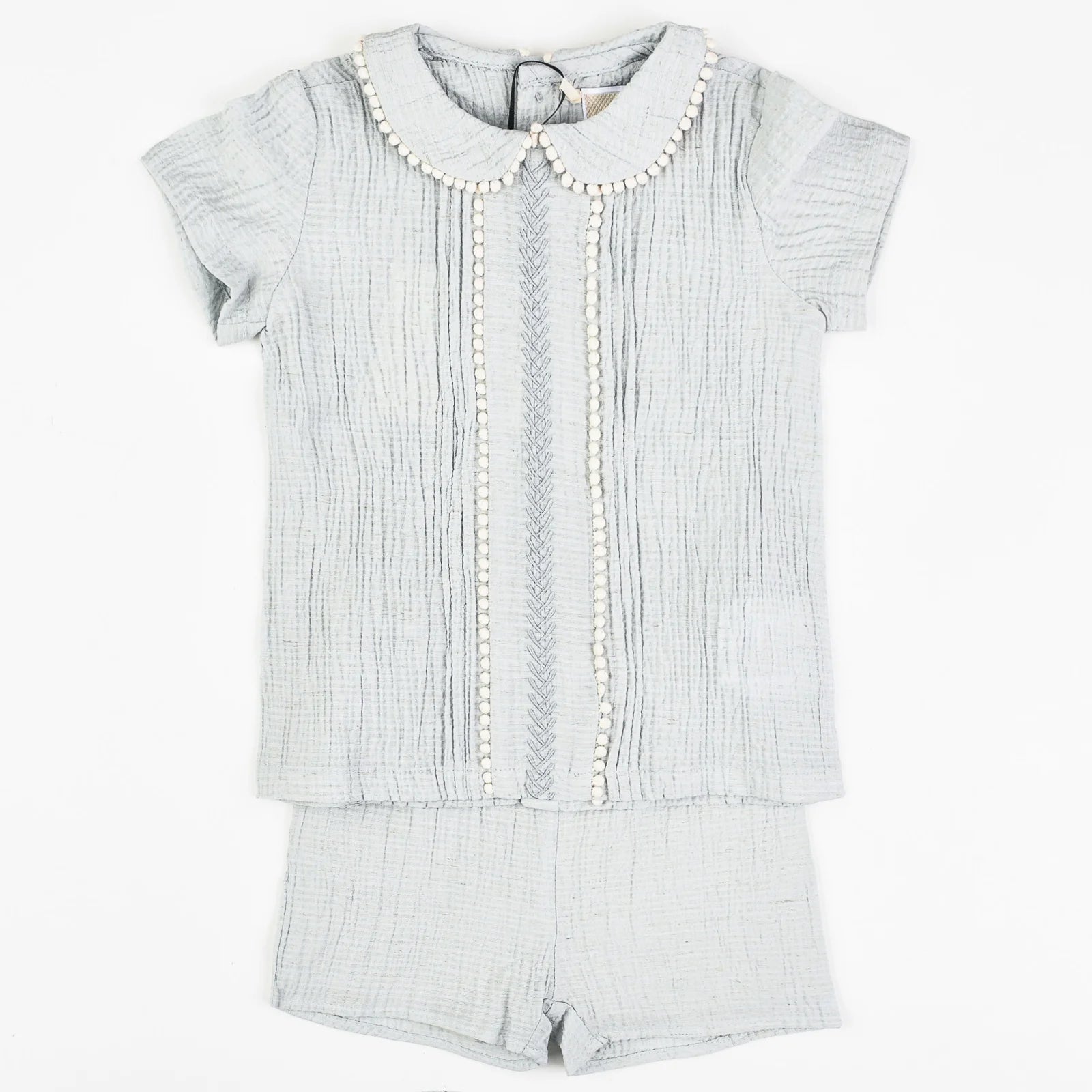 סט בייבי טקסטורת פשתן - כחול 4