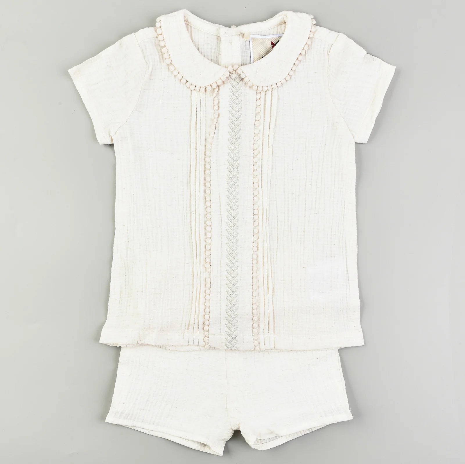 סט בייבי טקסטורת פשתן - בז׳ 4