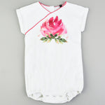 אוברול פרח גדול - לבן 18-24