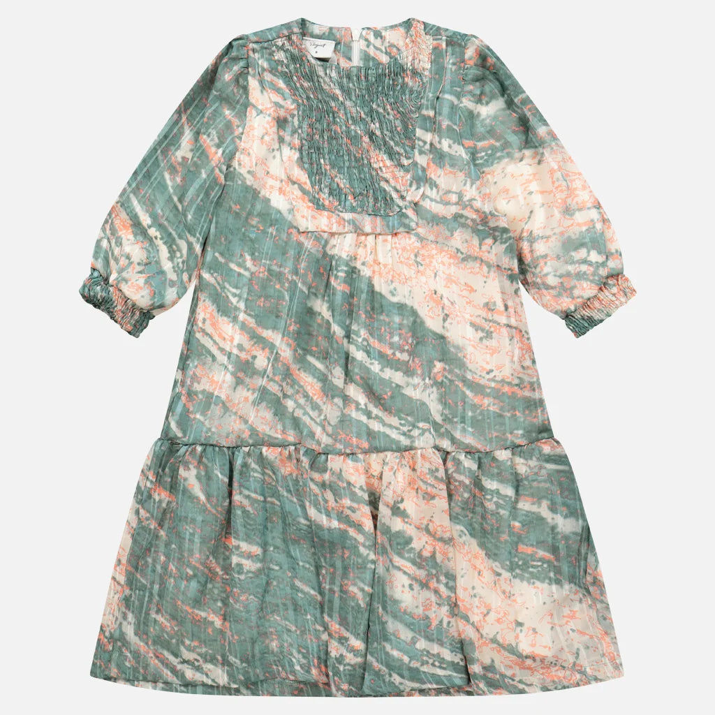 שמלה מודפסת עם גסקה ציפקה - TEAL 20