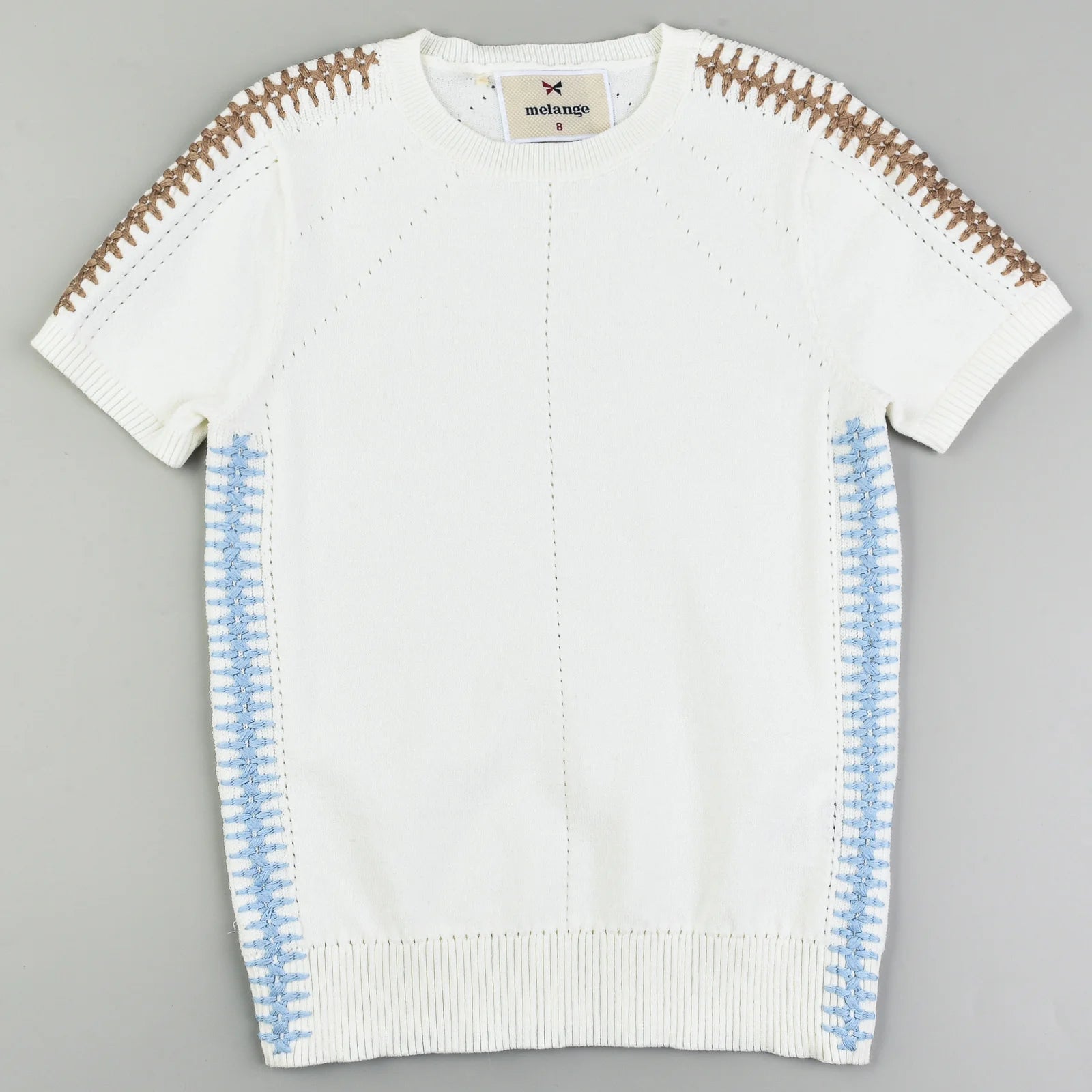 חולצת סריג בנים רקמת שיניים - Milk 12