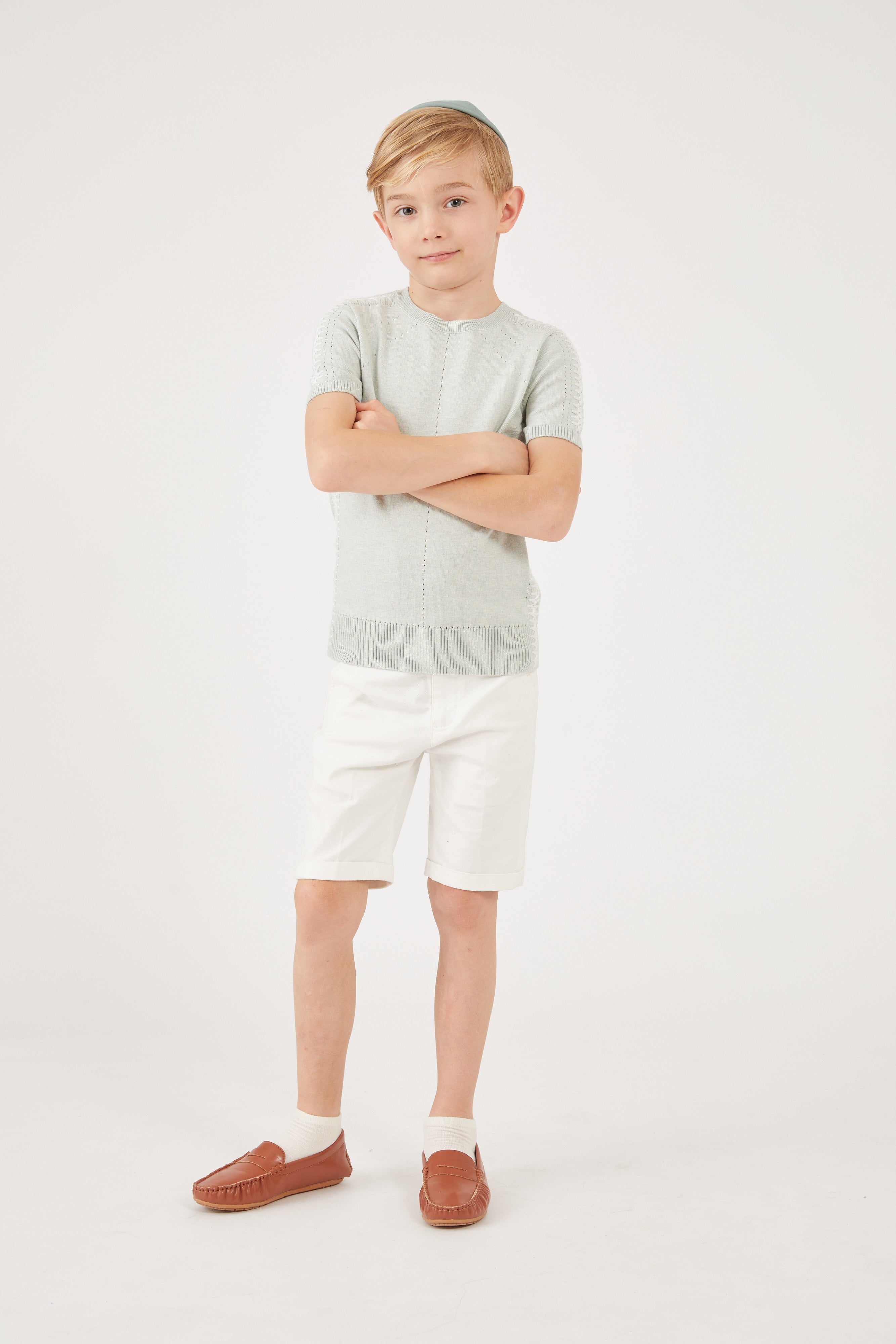 חולצת סריג בנים רקמת שיניים - mint 08