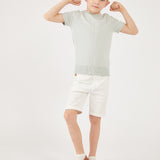 חולצת סריג בנים רקמת שיניים - mint 08