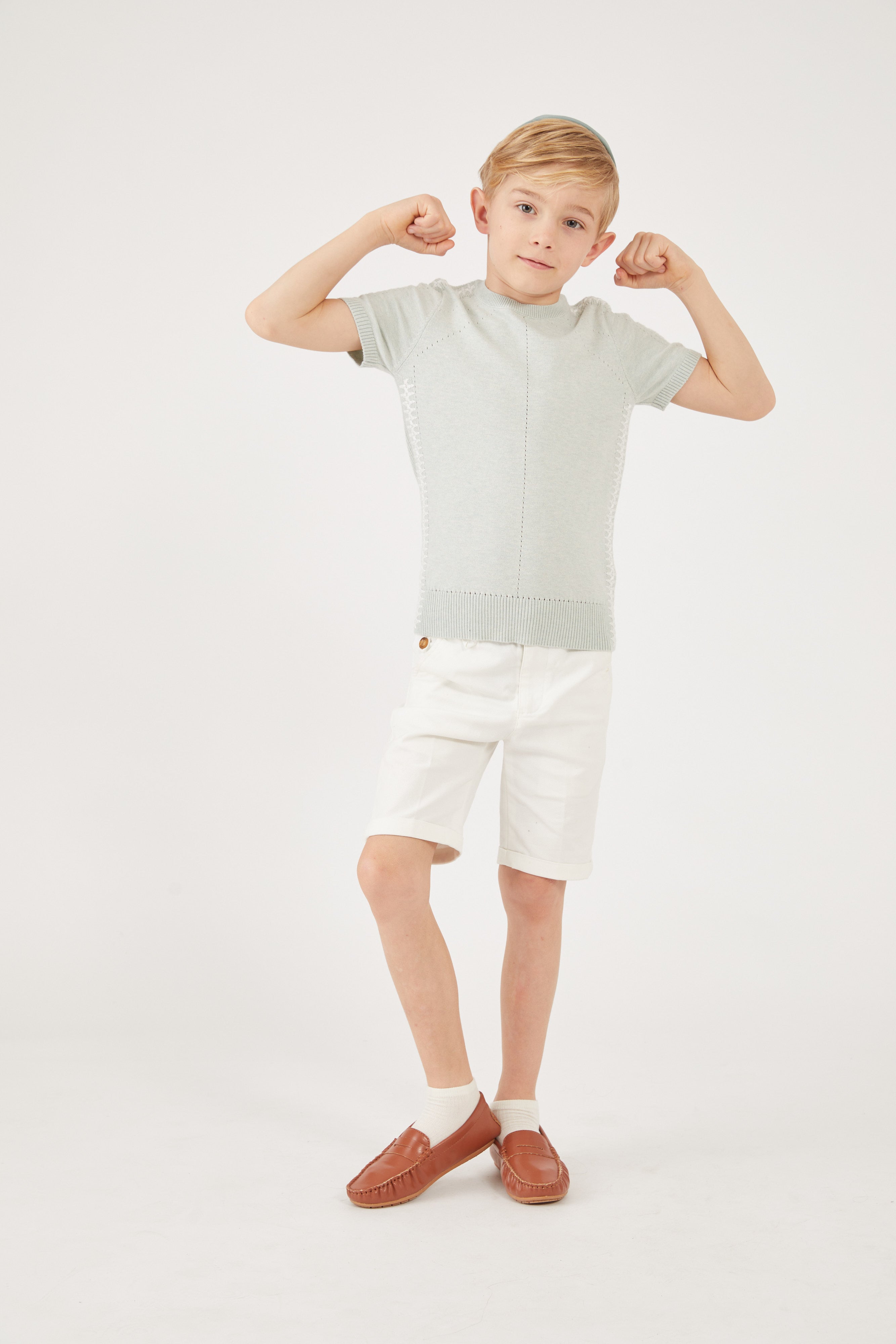 חולצת סריג בנים רקמת שיניים - mint 08