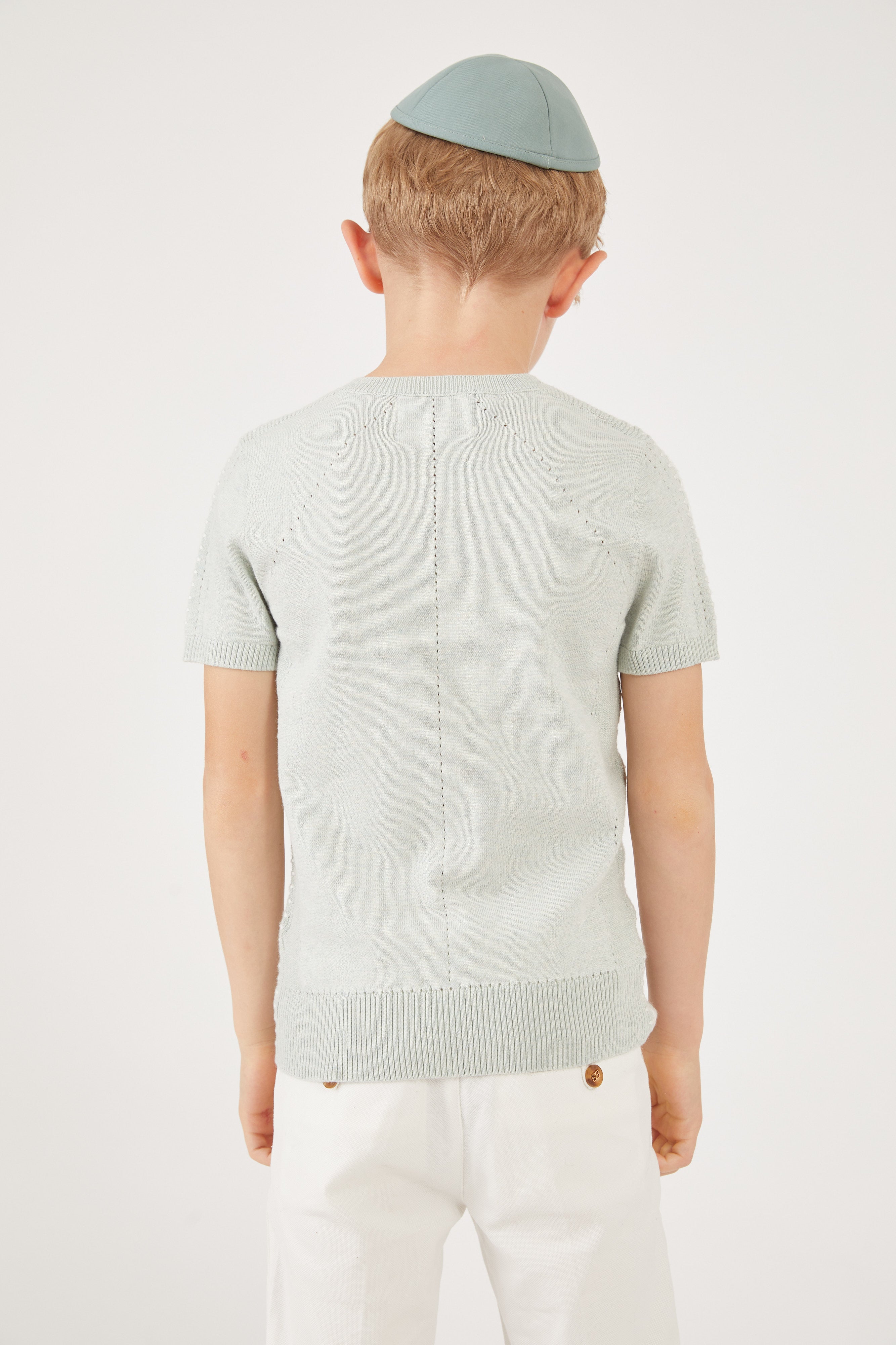 חולצת סריג בנים רקמת שיניים - mint 08