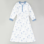 שמלה בהדפס דקלים - כחול 18