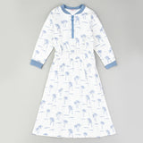 שמלה בהדפס דקלים - כחול 18