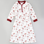 שמלה בהדפס דקלים - בורדו 18