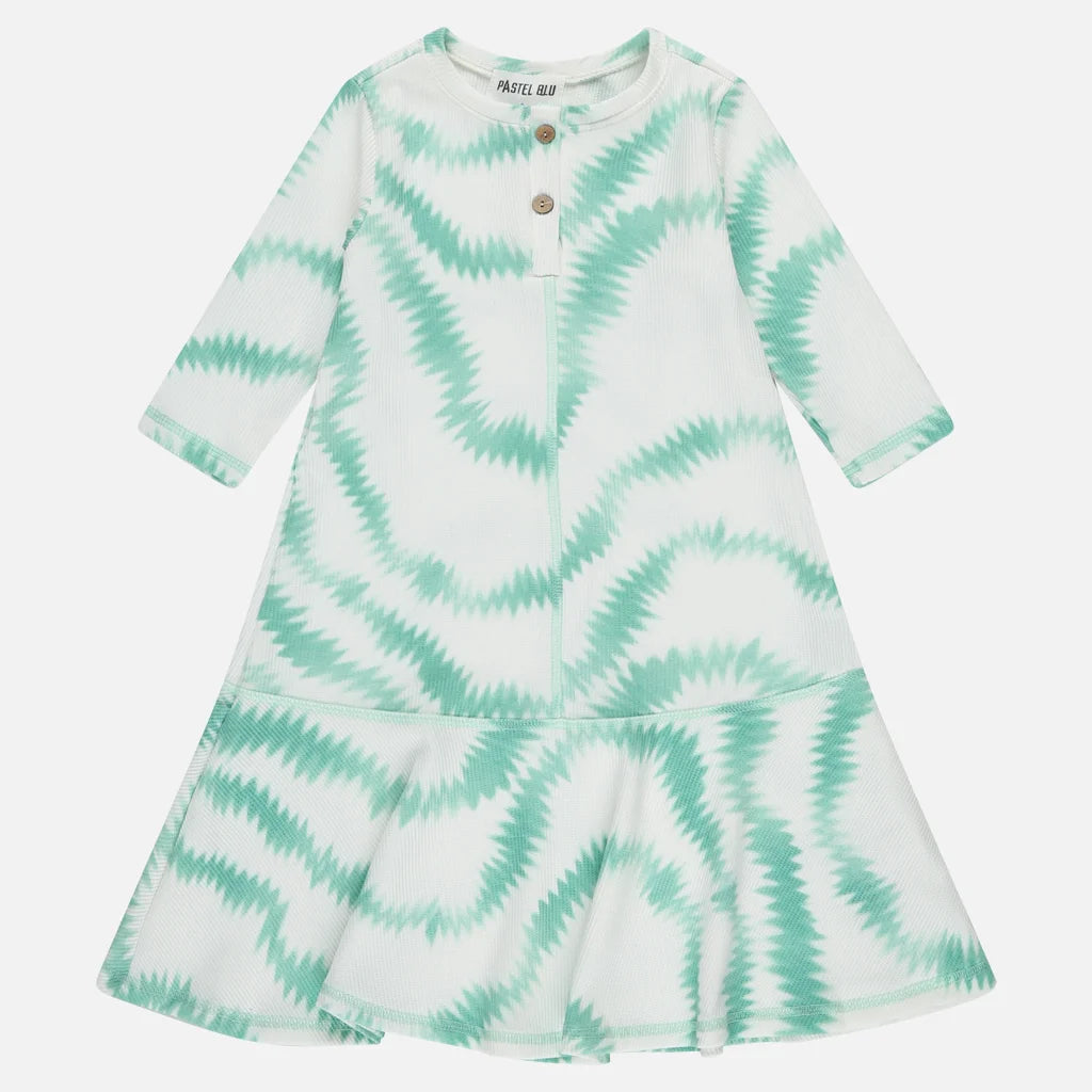 שמלת וופל מודפסת - מנטה 16