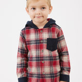 קפוצ'ון משבצות עם כפתורים - אדום