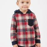 קפוצ'ון משבצות עם כפתורים - אדום