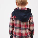 קפוצ'ון משבצות עם כפתורים - אדום