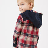 קפוצ'ון משבצות עם כפתורים - אדום