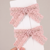 Crochet bow tie pin - pink