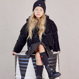 מעיל נפוח עם קפוצ'ון - שחור