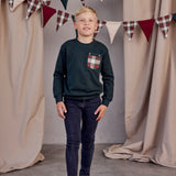 חולצה עם כיס משבצות - ירוק