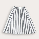 חצאית פסים עם כיסים - נייבי