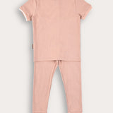 סט פיג'מה ריב - ורוד